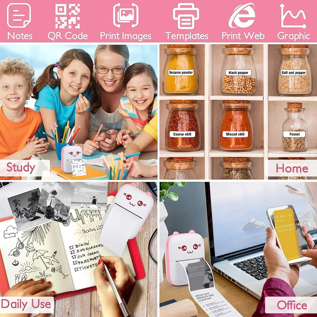 Portable Mini Pocket Printer BT Thermal Printer